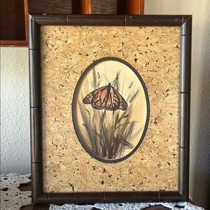 Butterfly Wall Art with Brown Frame